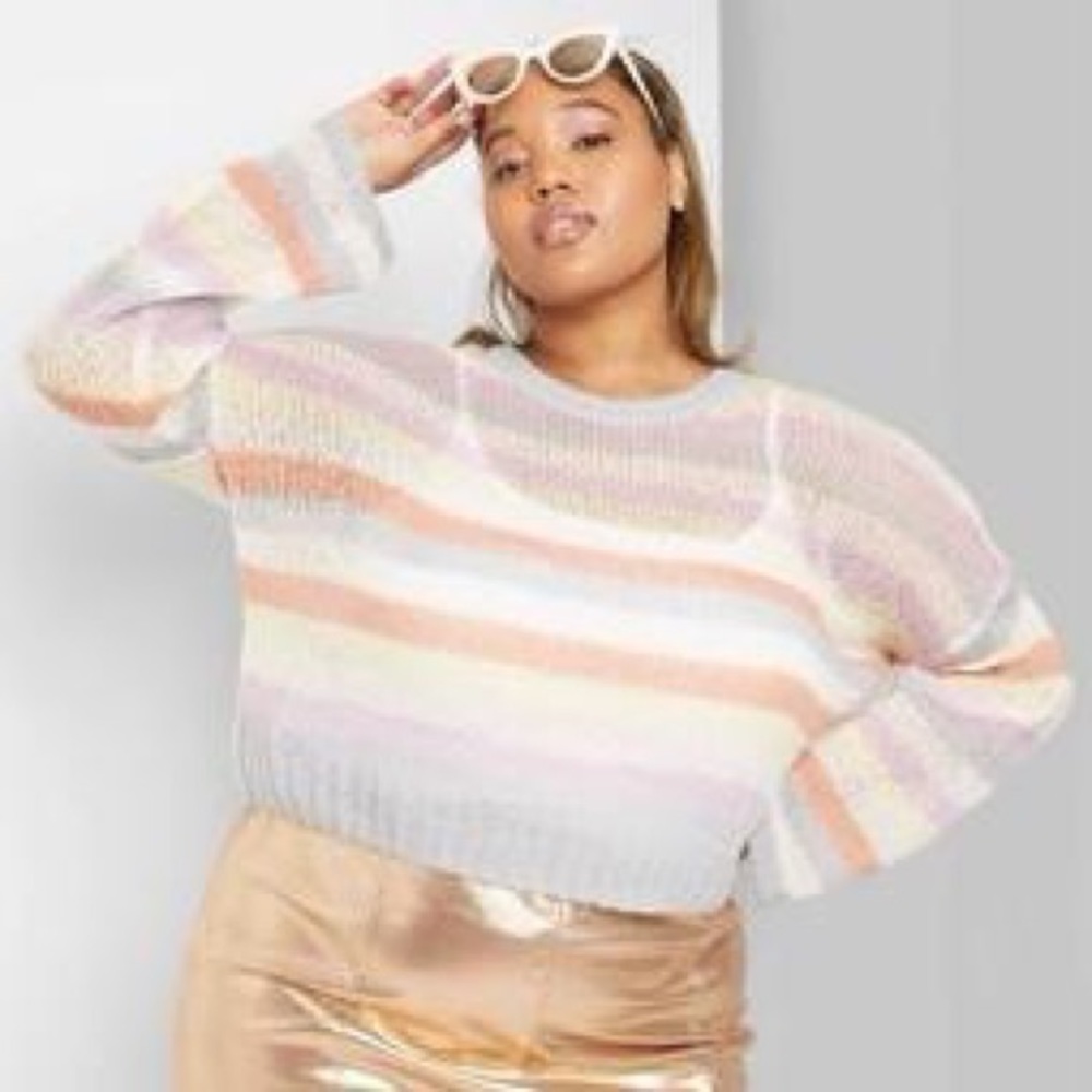 NWT Wild Fable Striped Crewneck Pullover Sweater